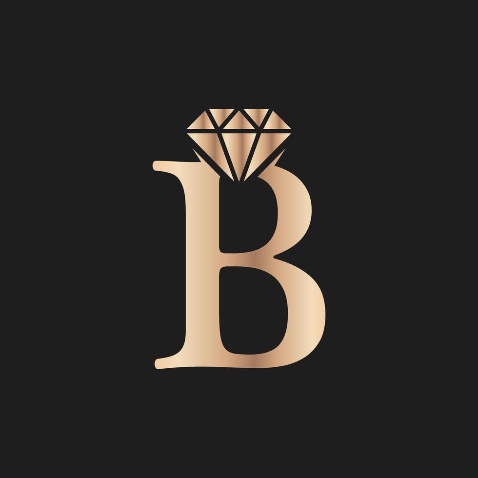 lettera d'oro lusso b con simbolo di diamante. ispirazione per il design del logo diamante premium vettore