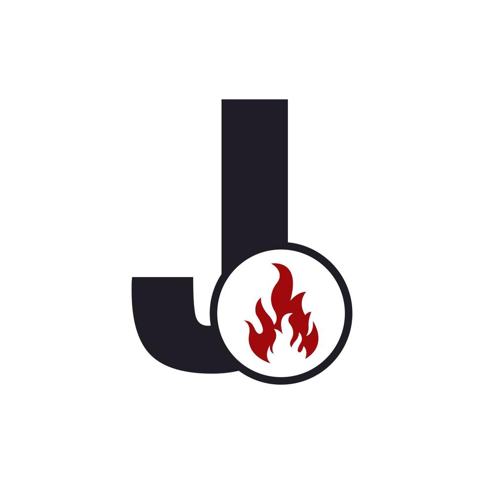 lettera iniziale j con ispirazione per il design del logo fire fire vettore