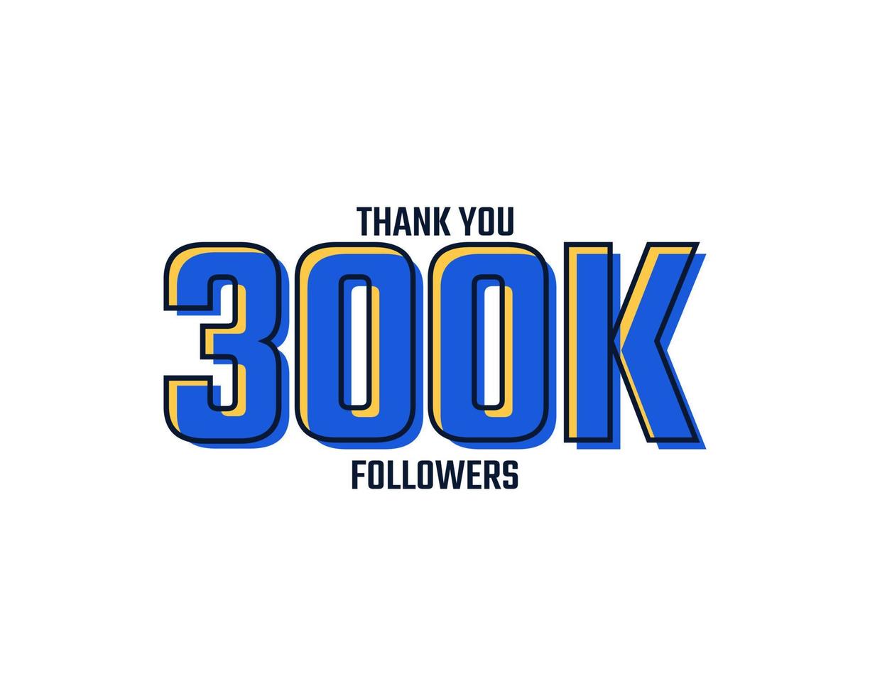 grazie 300 k follower card celebrazione vettore. 300000 follower congratulazioni post modello di social media. vettore