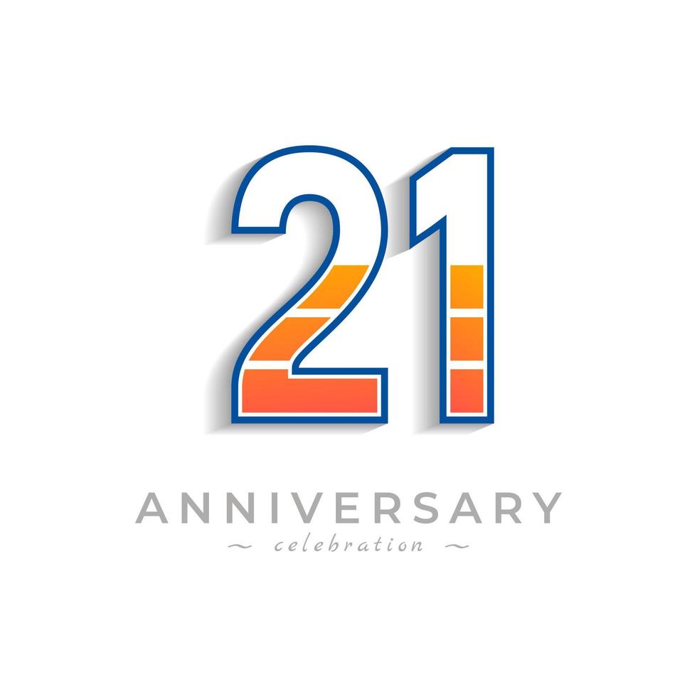 Celebrazione dell'anniversario di 21 anni con batteria icona di ricarica per eventi celebrativi, matrimoni, biglietti di auguri e inviti isolati su sfondo bianco vettore