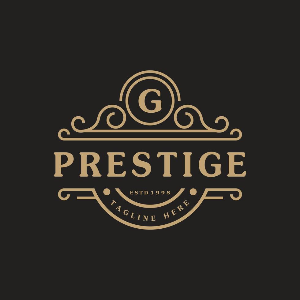 il logo di lusso della lettera g fiorisce con linee di ornamento calligrafiche eleganti. segno di affari, identità per ristorante, regalità, boutique, bar, hotel, araldico, gioielli e modello di progettazione del logo di moda vettore