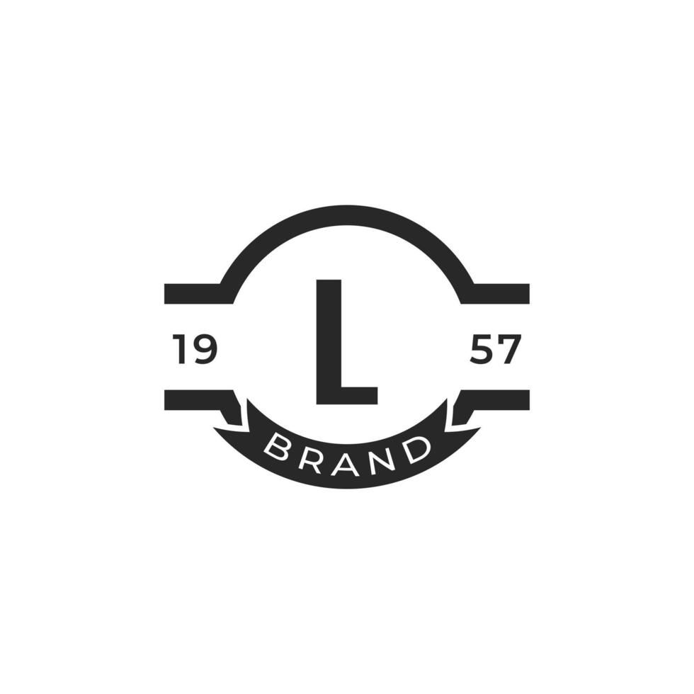 elemento del modello di design del logo della lettera l dell'insegna dell'annata. adatto per identità, etichetta, badge, caffetteria, vettore icona hotel