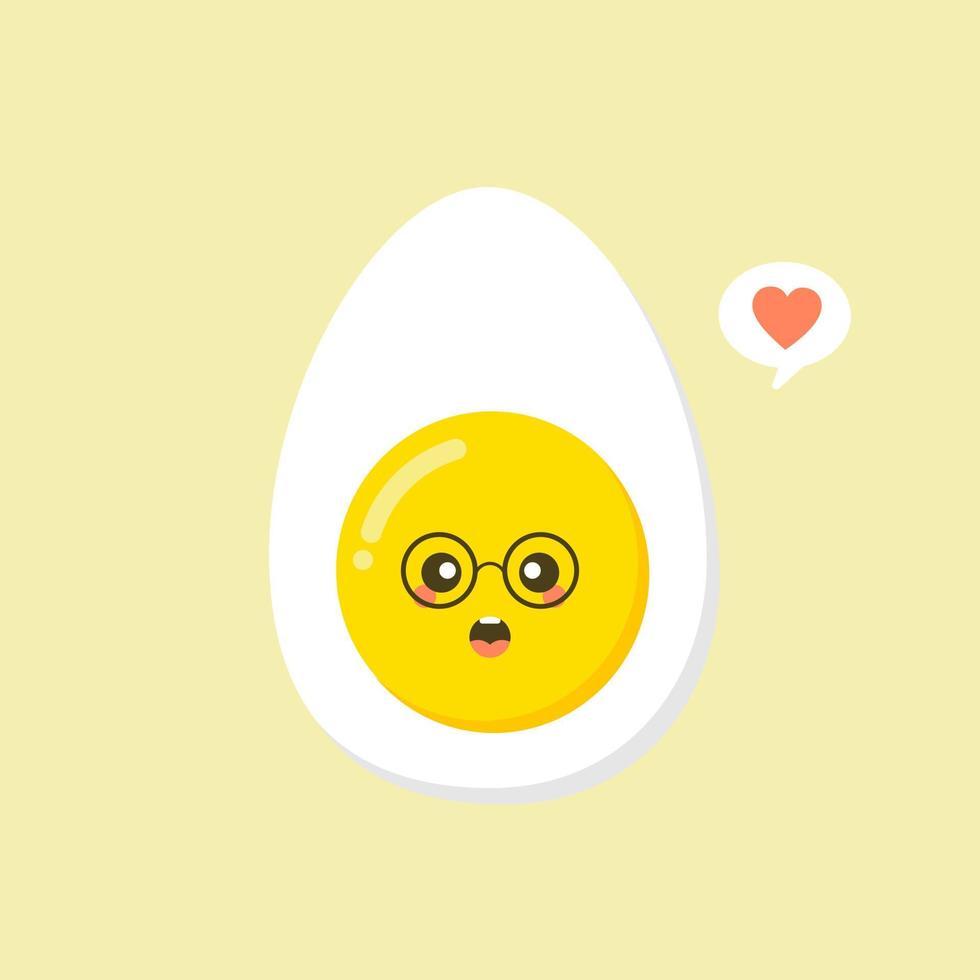 kawaii e simpatiche facce di uovo. uova di Pasqua amici con faccia buffa vettore, amichevole caricatura colazione uova persone. nutrizione per l'illustrazione del bambino vettore