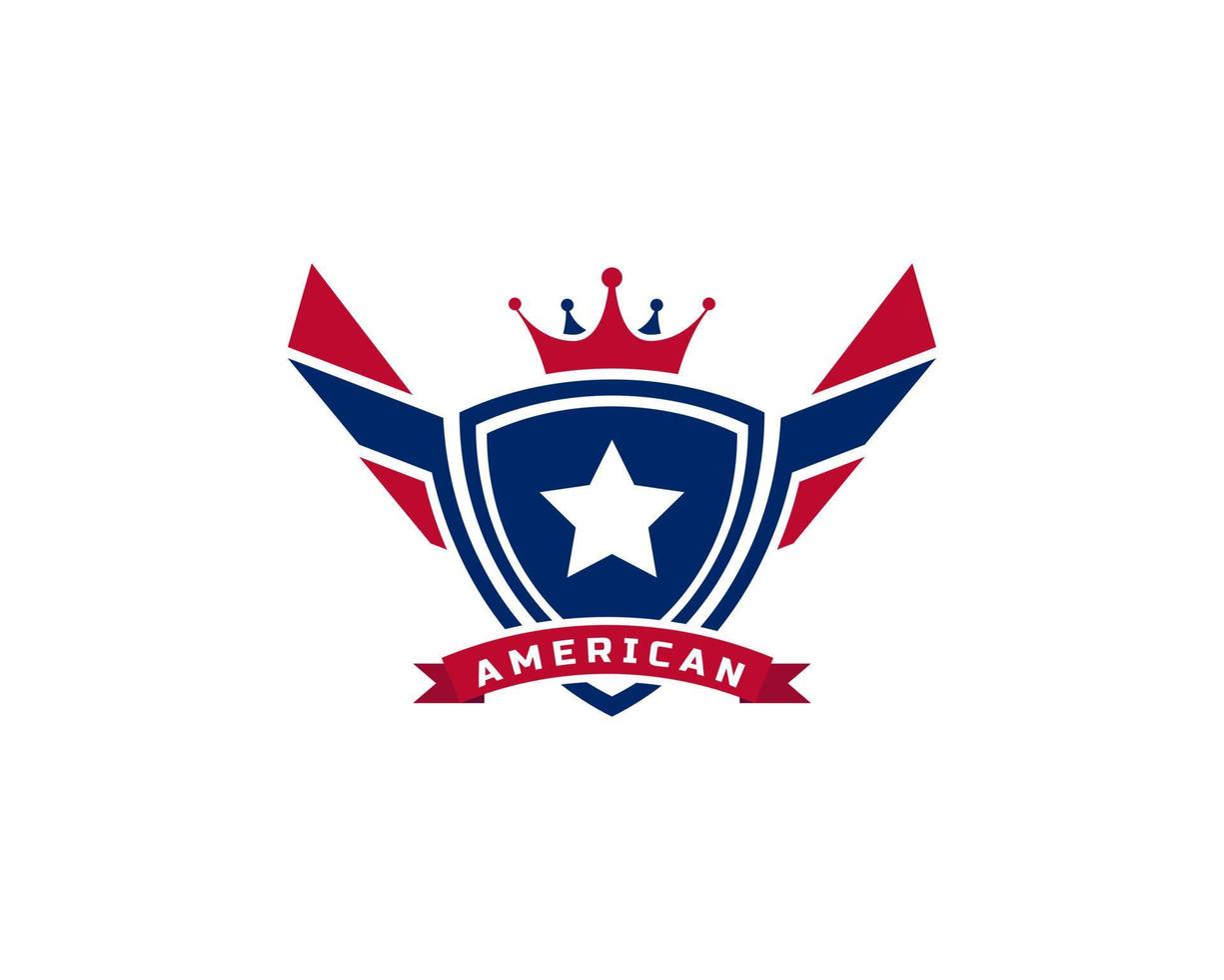 emblema americano veterano bandiera ali emblema con scudo logo patriottico elemento del modello di progettazione vettore