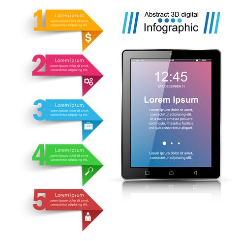 Gadget digitale, icona tablet smartphone. Infografica di affari vettore