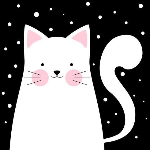 Gatto divertente e carino. Illustrazione invernale vettore