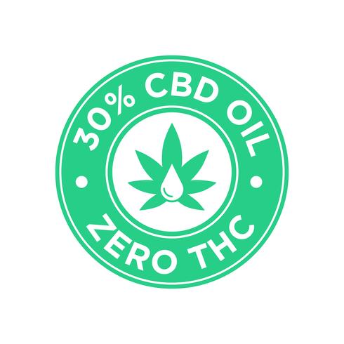 30 percento Icona di olio di CBD. Zero THC. vettore