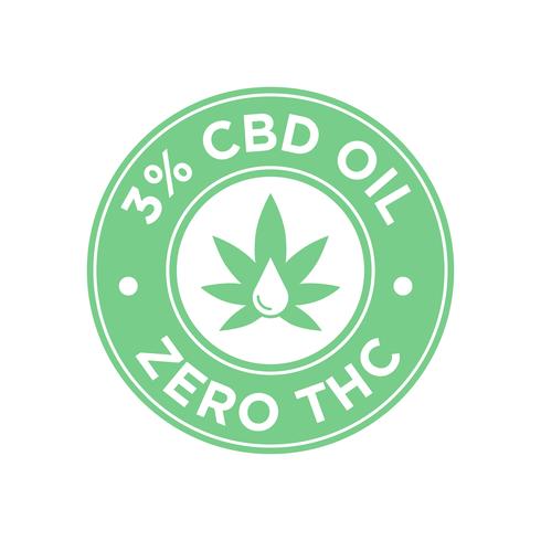 3 per cento l&#39;icona dell&#39;olio di CBD. Zero THC. vettore