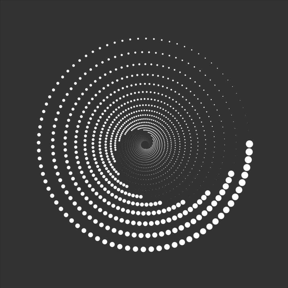 mezzitoni vettoriali di cerchi radiali per modellare, punteggiare, strutturare, pallettizzare e creare modelli. effetti di design del wormhole. bianco e nero.