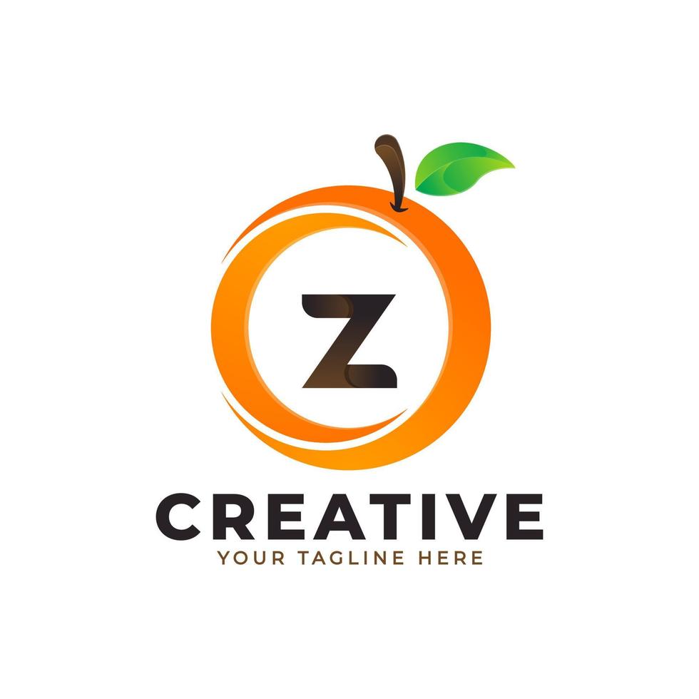 logo della lettera z in frutta arancione fresca con stile moderno. i loghi di identità di marca progettano il modello dell'illustrazione di vettore