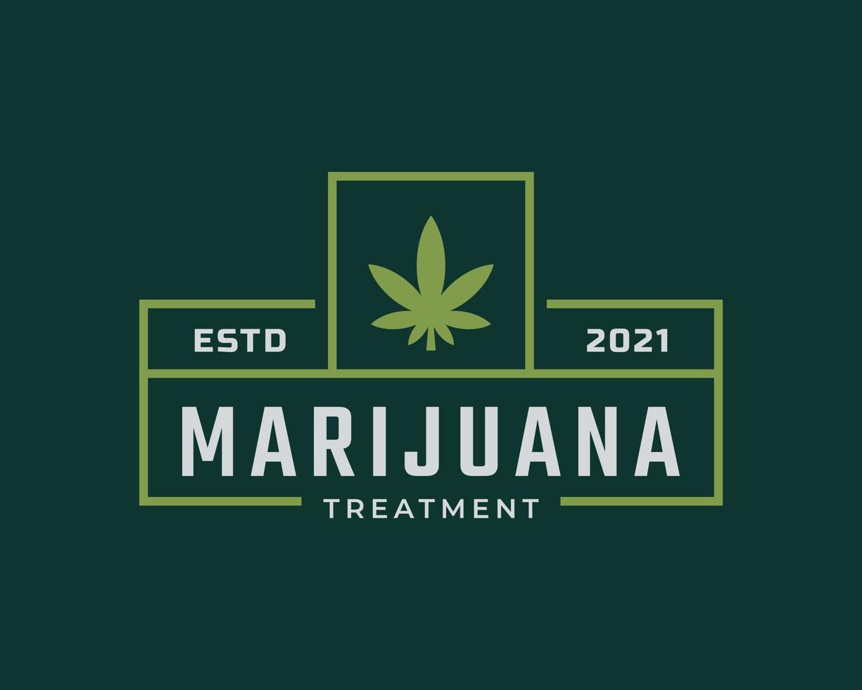 distintivo etichetta vintage retrò classico per marijuana cannabis canapa foglia di vaso thc cbd salute e terapia medica logo design ispirazione vettore