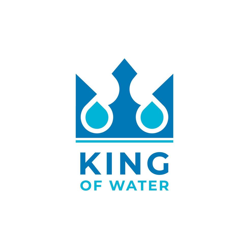corona del re dell'oceano blu e onde del mare d'acqua per elemento del modello di progettazione del logo della nave barca vettore
