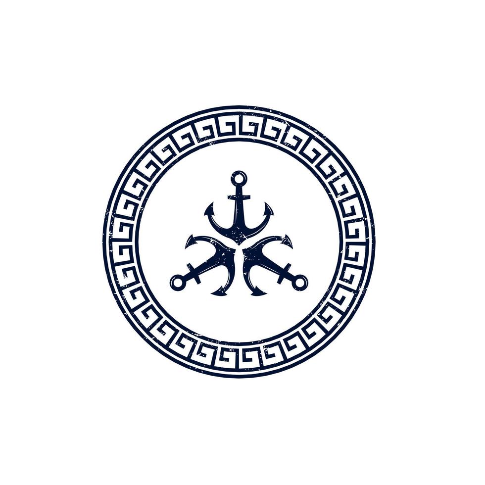 emblema dell'ancora nautica vintage. ancoraggio distintivi marini elemento del modello di progettazione del logo della barca della nave vettore