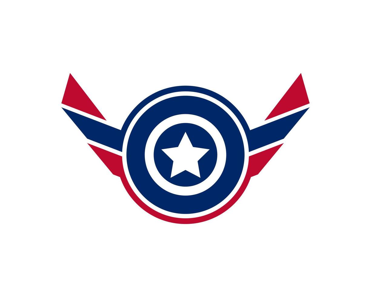 elemento del modello di progettazione di logo dell'icona delle ali dell'emblema della bandiera del veterano americano patriottico vettore