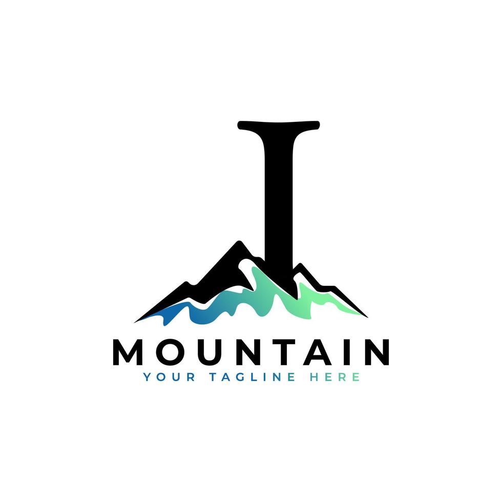 lettera iniziale i logo della montagna. esplorare l'elemento del modello del logo dell'azienda simbolo dell'avventura della montagna. vettore