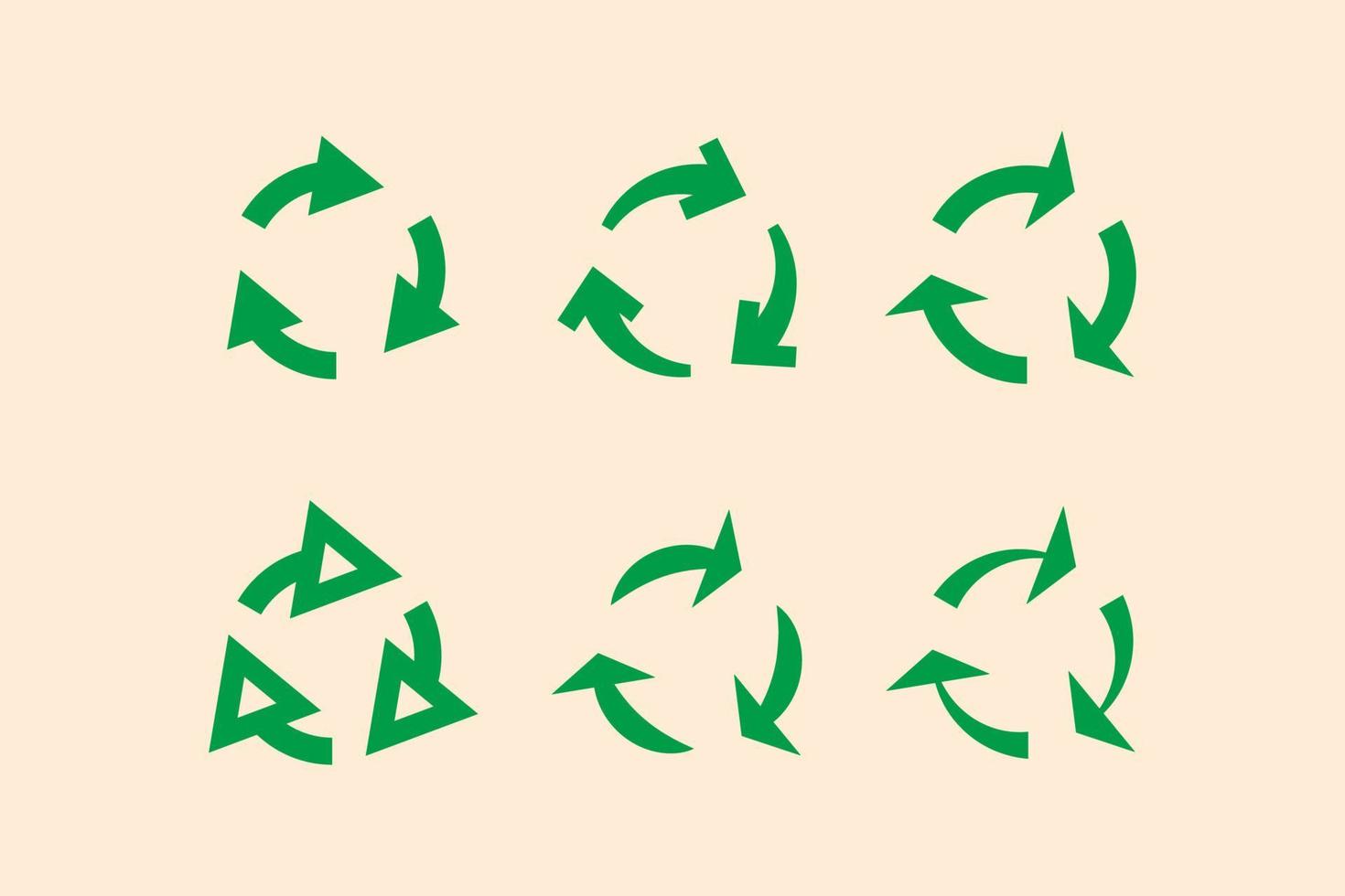ricicla i simboli delle frecce per le industrie e il mondo ecologico con i colori verdi. vettore