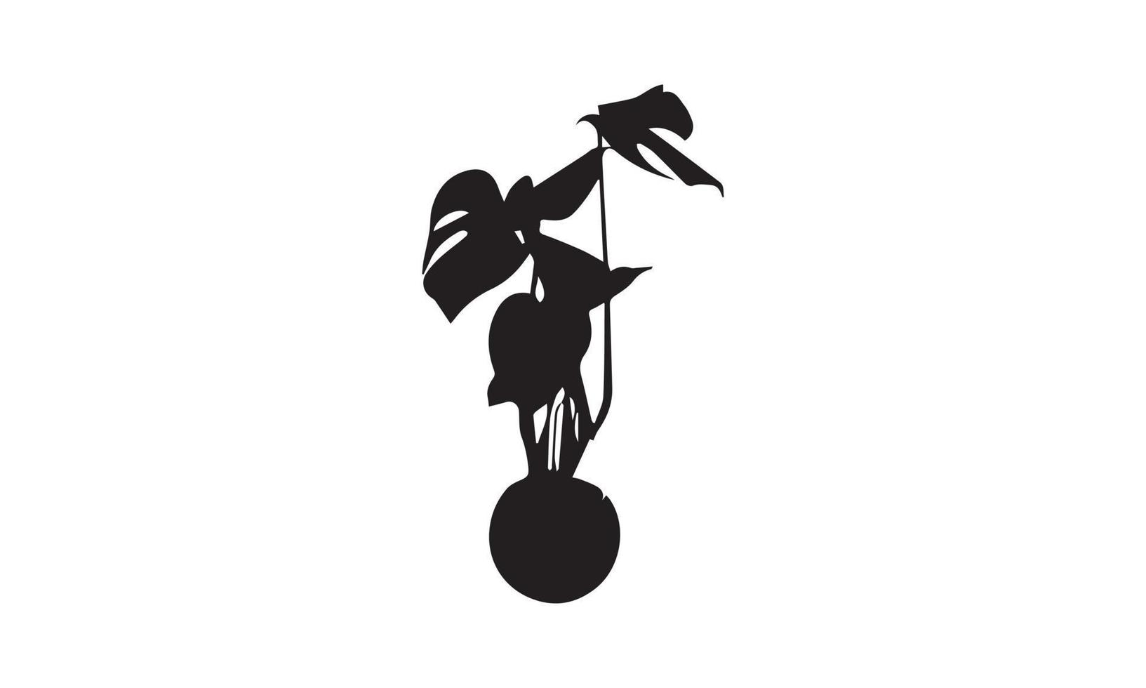 design del logo dell'illustrazione vettoriale della pianta in bianco e nero