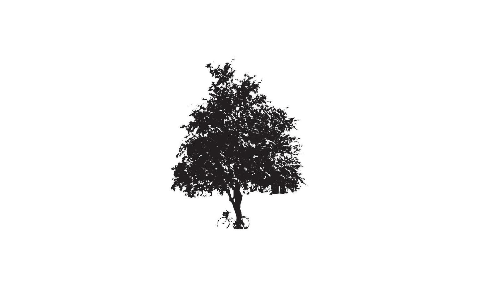 logo design di illustrazione vettoriale albero in bianco e nero