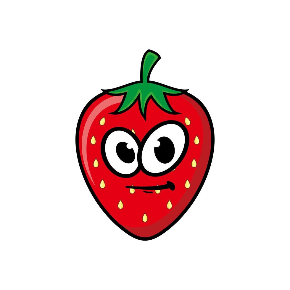 personaggio sorridente della mascotte del fumetto della fragola. illustrazione vettoriale isolato su sfondo bianco