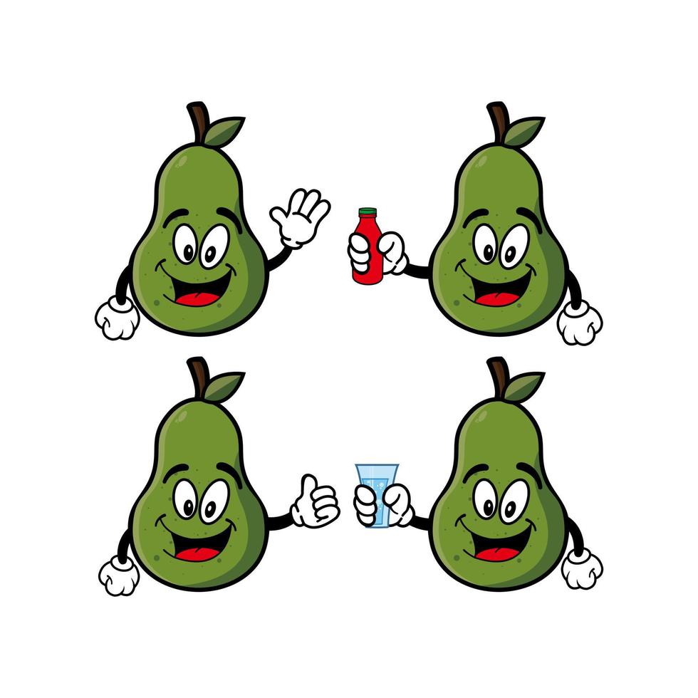 set di raccolta simpatico personaggio dei cartoni animati di avocado sorridente. illustrazione vettoriale isolato su sfondo bianco