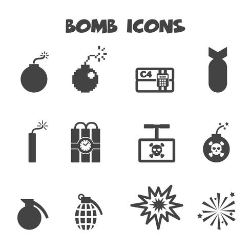 simbolo di icone di bomba vettore