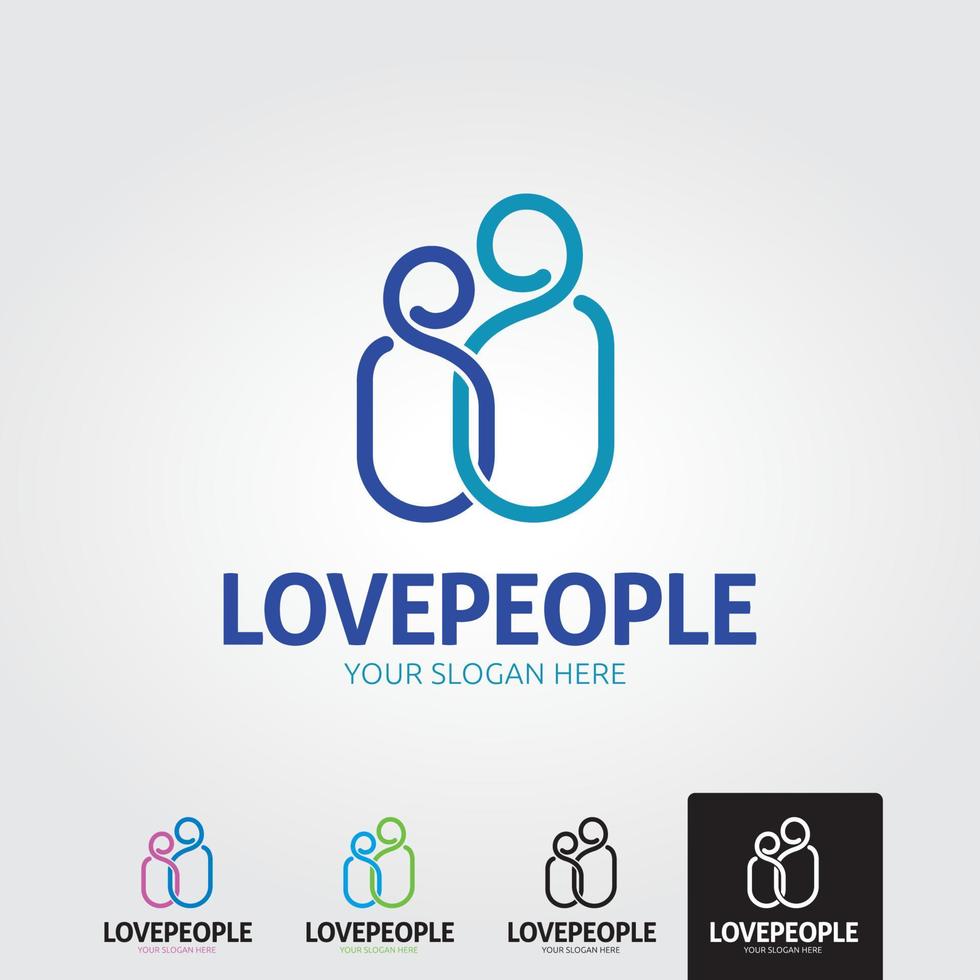 modello di logo di persone amore minimo - vettore
