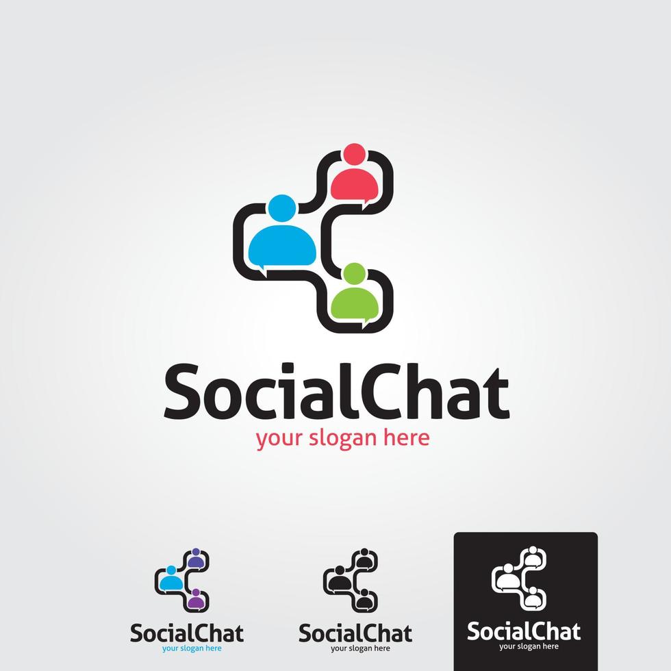 modello logo chat sociale minimo - vettore