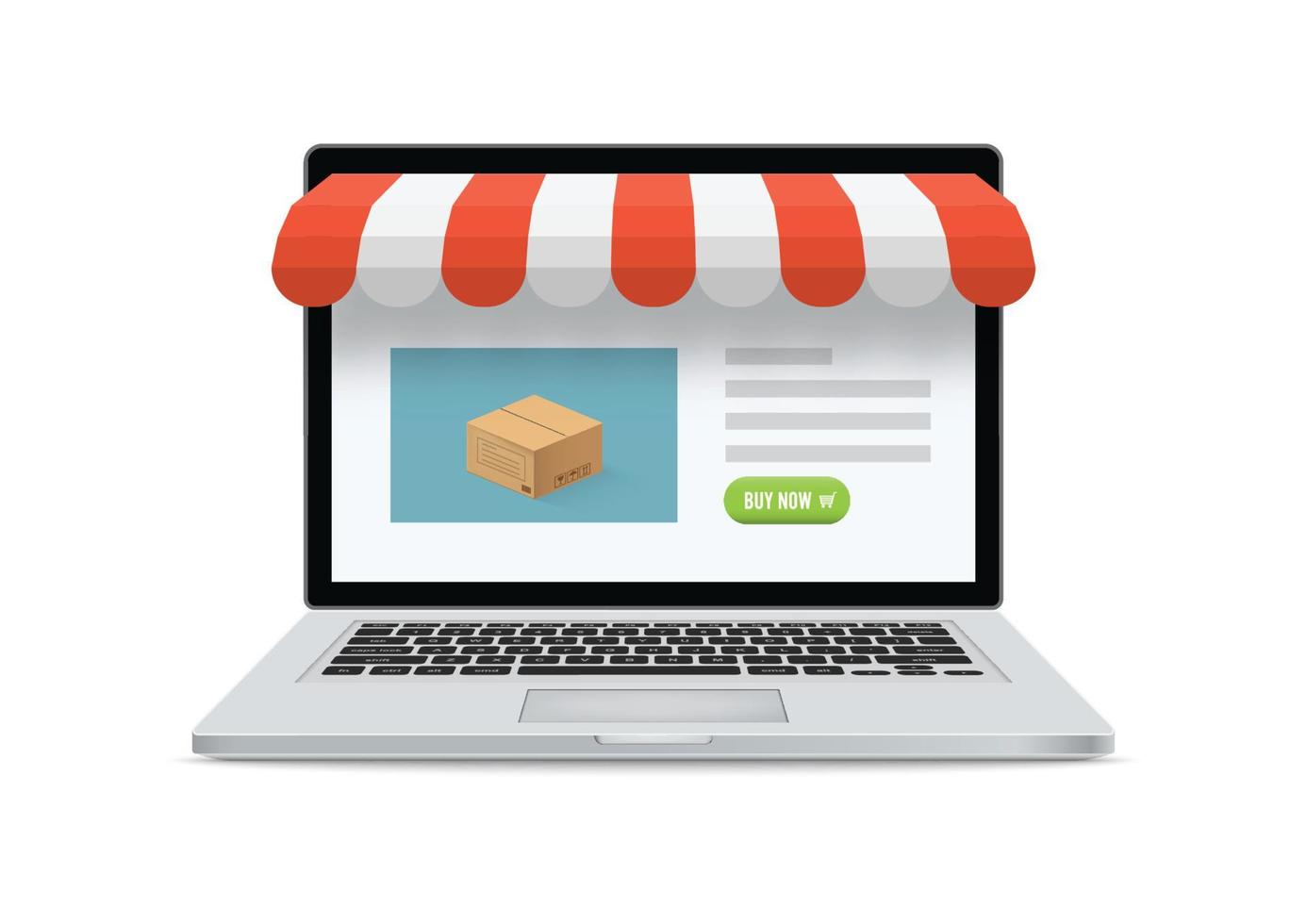 negozio online negozio di e-commerce. laptop con schermo e acquisto. concetto di shopping online. vettore