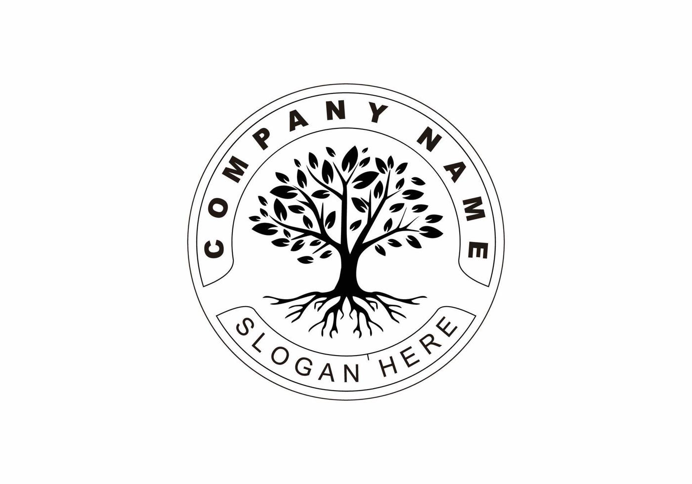 albero della vita timbro sigillo emblema quercia banyan maple logo design vettore