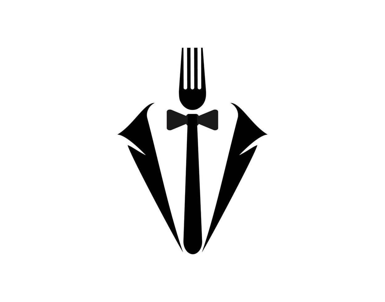 design del logo del ristorante, combinazione Mr cibo forchetta e cravatta vettore