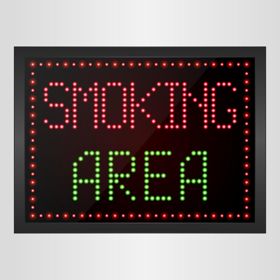 avviso area fumatori led segno digitale vettore