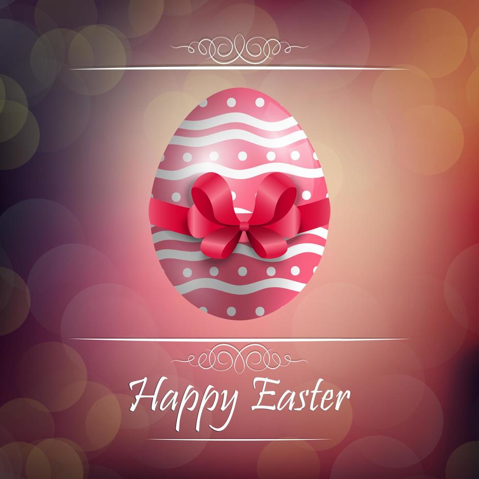 sfondo uovo di Pasqua con nastro rosso vettore