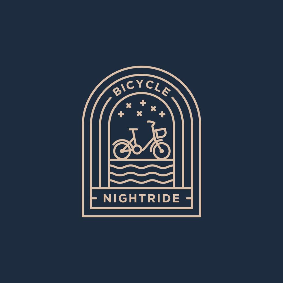 logo distintivo della linea minimalista della bicicletta da corsa notturna vettore