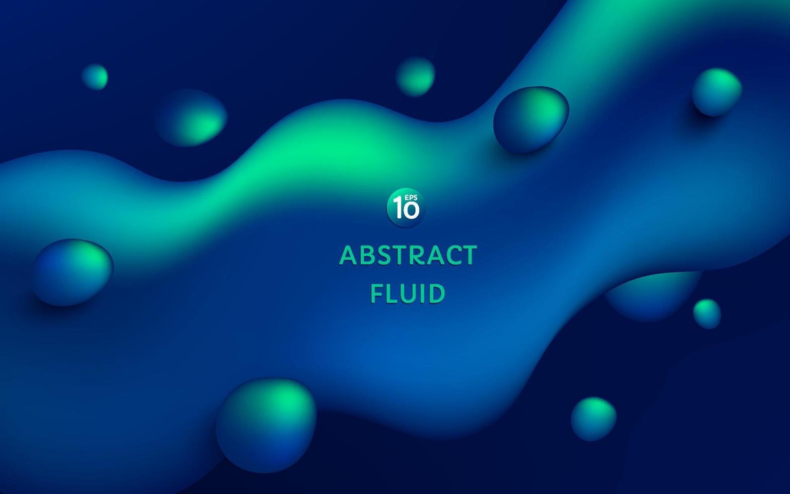 astratto 3d neon verde blu colore fluido forma liquida su sfondo blu scuro con spazio di copia. moderno concetto futuristico. vettore eps10.