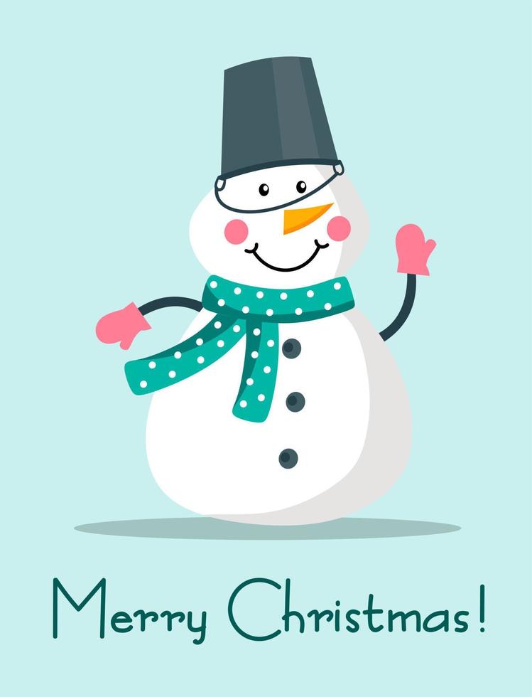 cartolina di Natale con un pupazzo di neve. il concetto di natale e capodanno. vettore