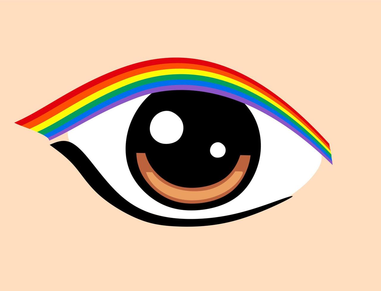 un occhio con eyeliner nei colori dell'arcobaleno lgbt. il concetto di comunità lgbt. vettore