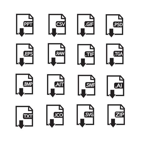 Set di icone formato file vettore