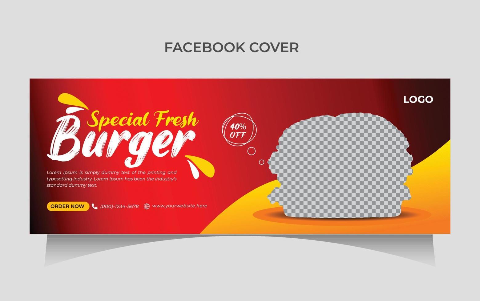 hamburger facebook copertina modello design banner web annunci vettore