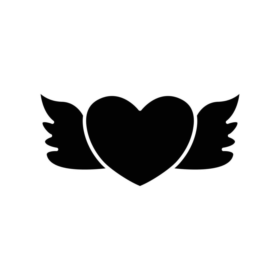icona di angelo del cuore. ali d'angelo, cuore. stile glifo. silhouette. adatto per l'icona dell'icona di amore. design semplice modificabile. vettore del modello di progettazione