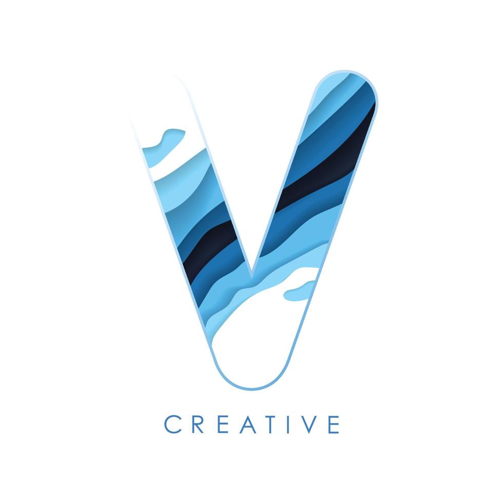 logo v lettera design con caratteri e lettere creative. vettore