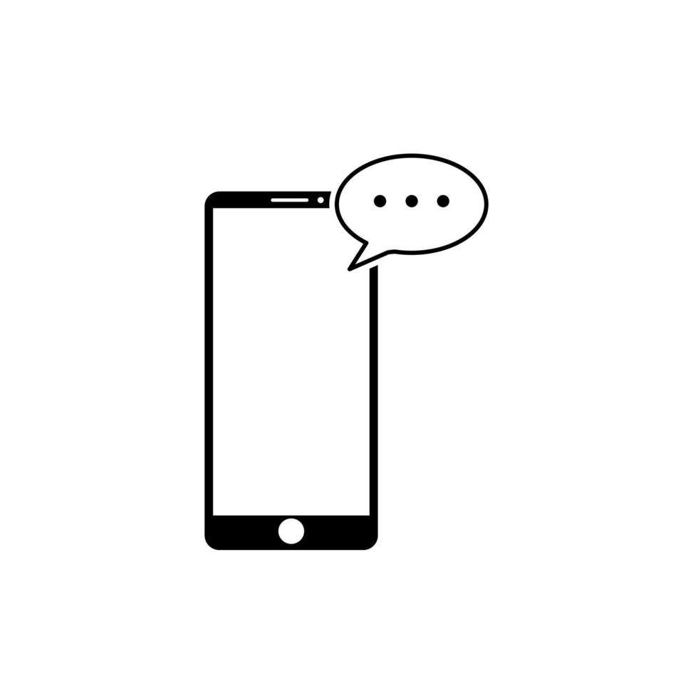 telefono cellulare con vettore bolla vocale, icona del design della linea di social media