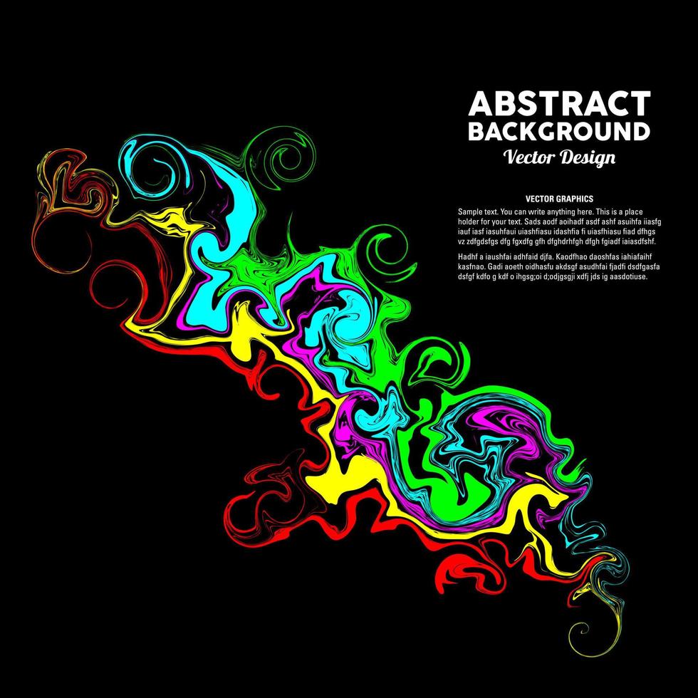 l'arte astratta liquida colorata si fonde in uno sfondo nero adatto per il design di banner, poster, ecc. illustrazione vettoriale