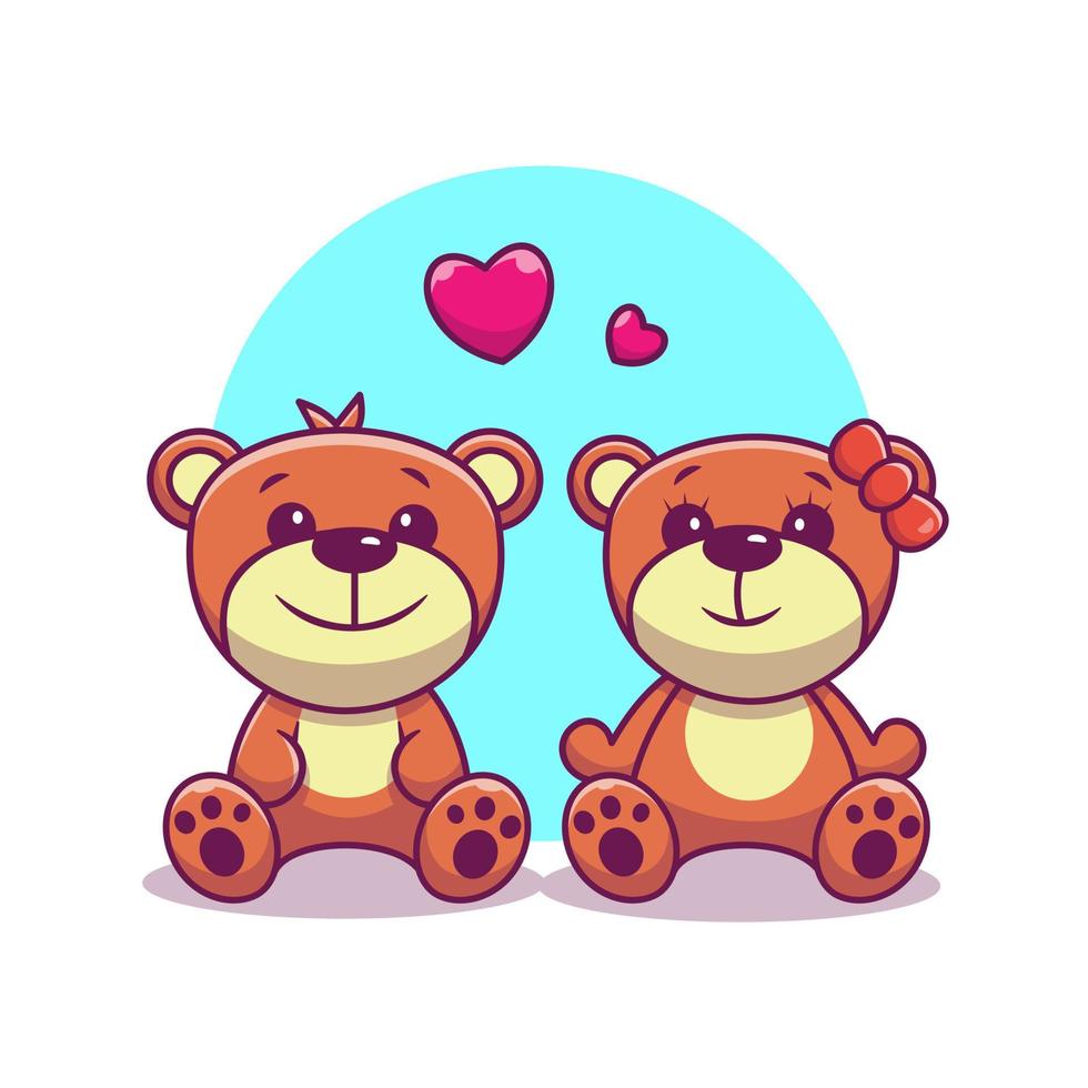 illustrazione dell'icona di vettore del fumetto dell'orso delle coppie. concetto di icona della natura animale isolato vettore premium. stile cartone animato piatto
