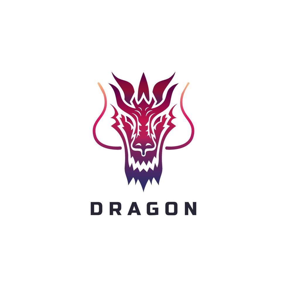 illustrazione del logo del drago, semplice stile sfumato. vettore premium