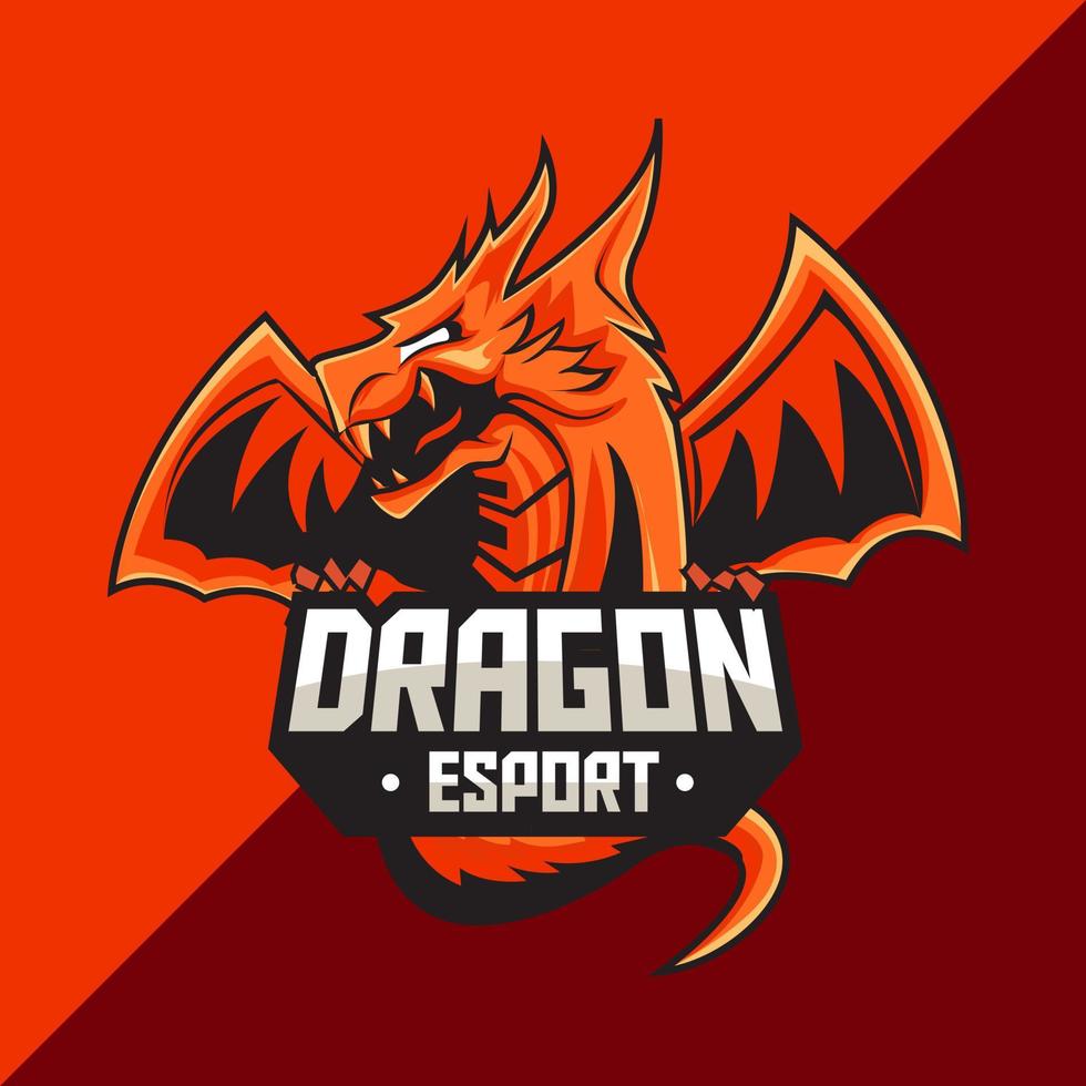 modello di logo della mascotte del drago. perfetto per team di gioco, merchandising, abbigliamento, ecc vettore