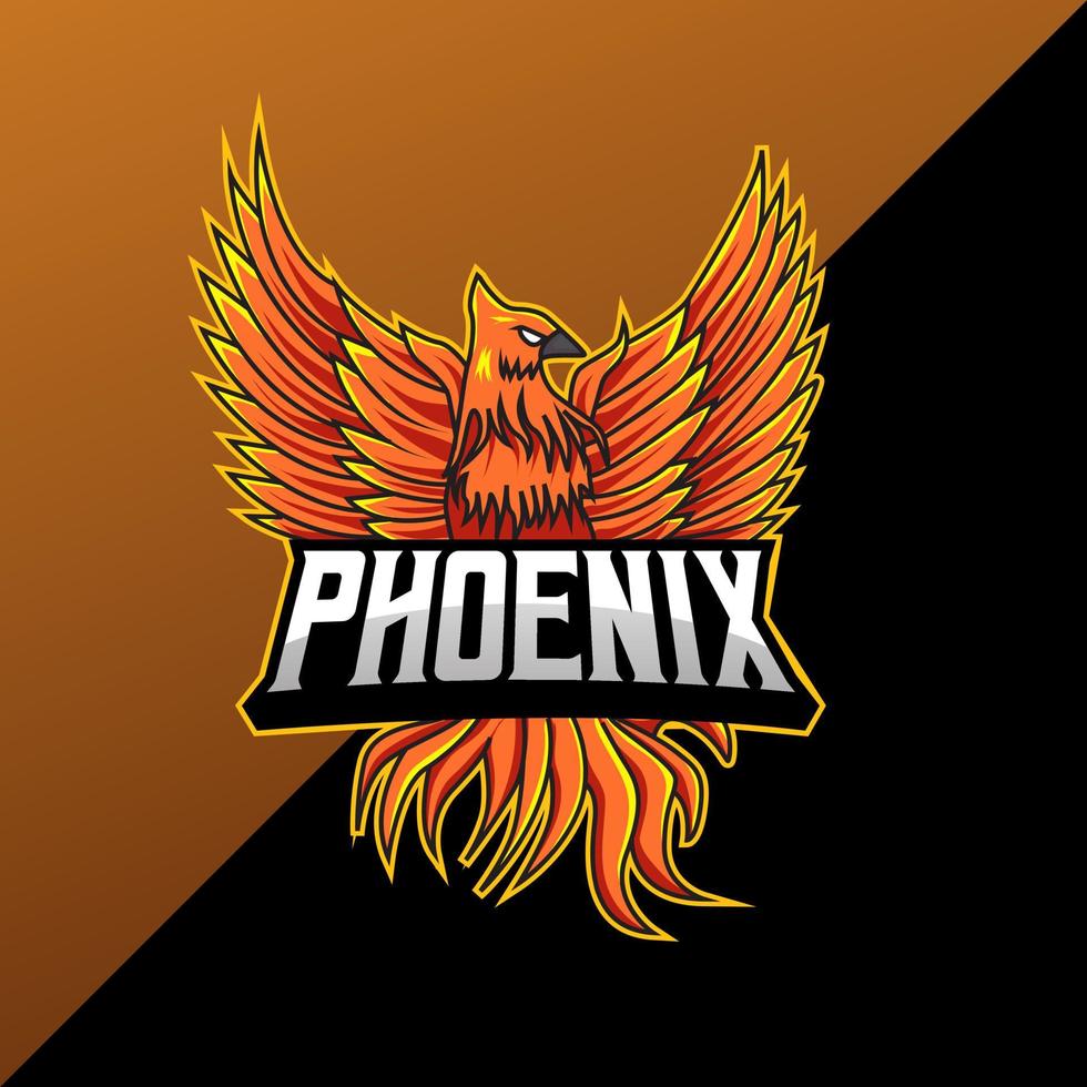 logo della mascotte in stile phoenix esport vettore