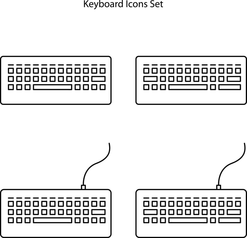 icone della tastiera impostate isolate su sfondo bianco. icona della tastiera linea sottile contorno simbolo della tastiera lineare per logo, web, app, ui. segno semplice dell'icona della tastiera. vettore