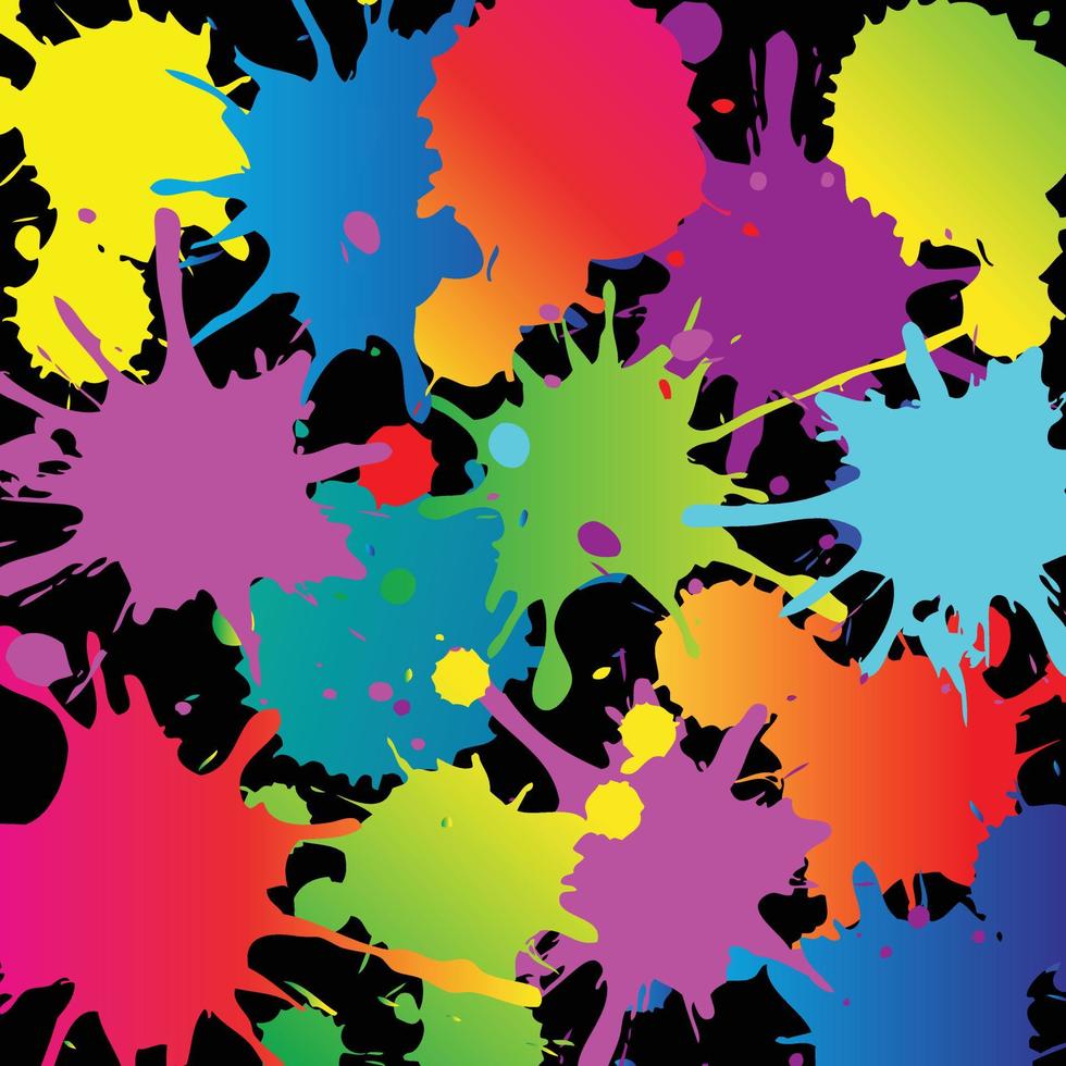 felice holi colorato splatter grafica su sfondo nero vettore