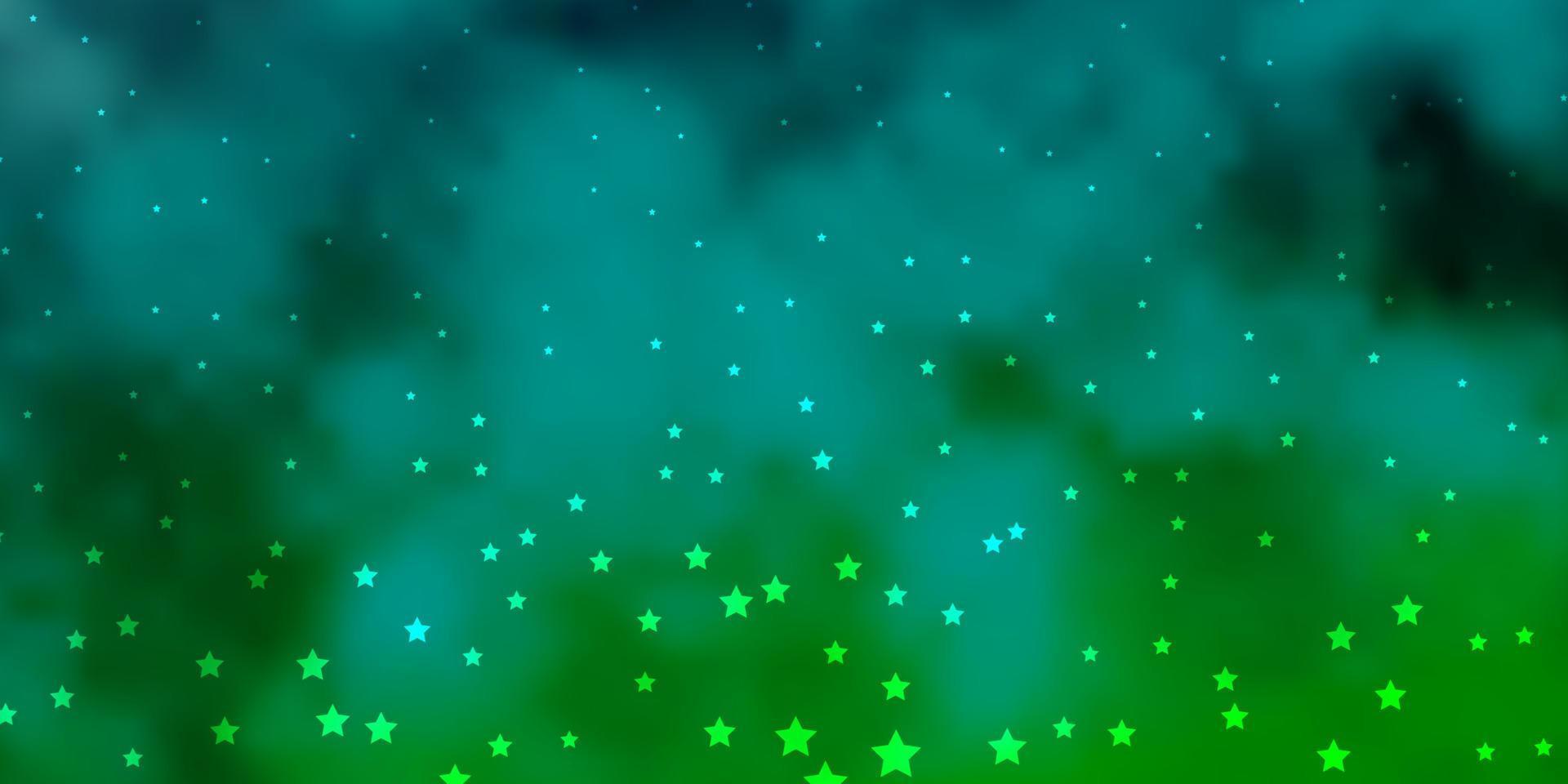 sfondo vettoriale blu scuro, verde con stelle piccole e grandi.