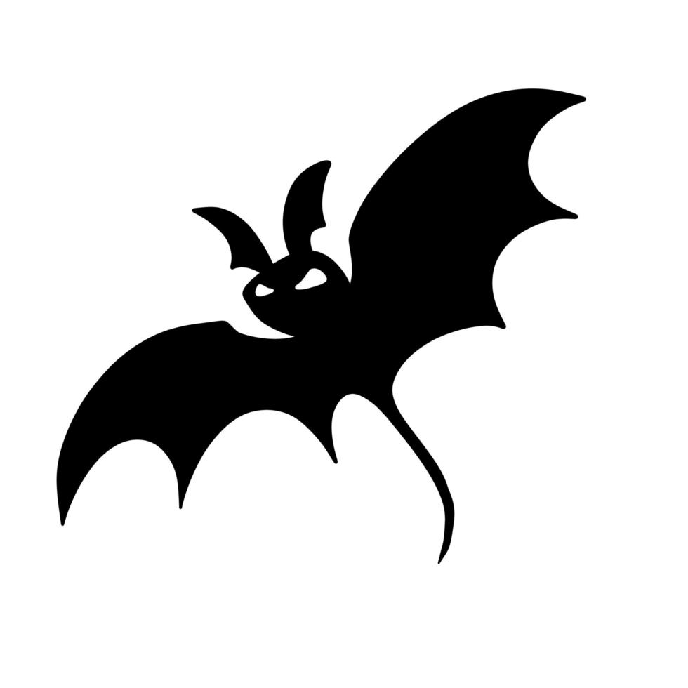 sagoma di pipistrello. decorazioni di halloween e horror. animale vampiro nero volante con le ali. cartone animato piatto vettore
